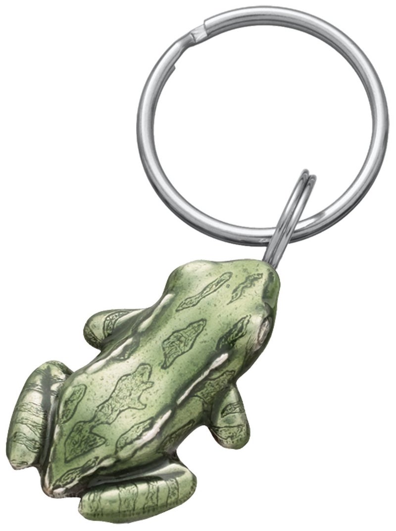 DANFORTH - Green Frog Keychain, Handcrafted Pewter Bullfrog - 1" x 1 3/4" - Made in USA - Image 2